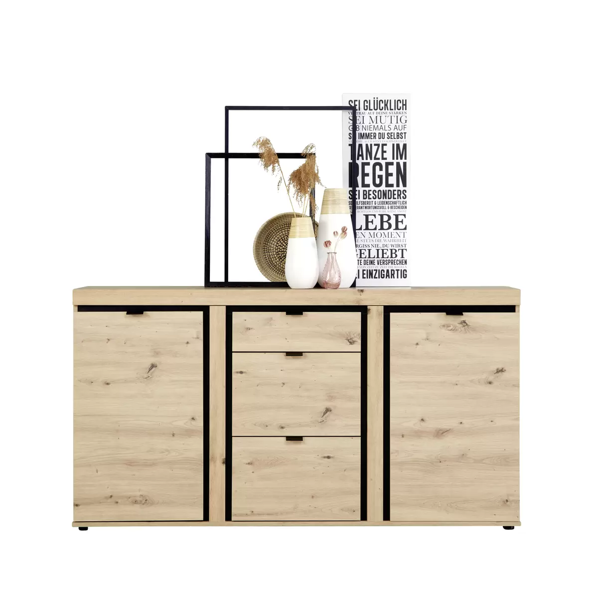 Sideboard Nyon schwarz,Eiche
