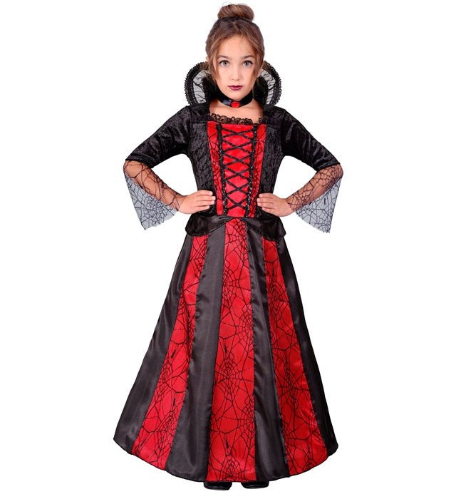Halloween Jurk Rood Zwart Meisje Vampier Lang