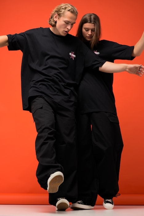 Cargopants, Straight Legs, Elastikbund, Saum-Kordelzug, Unisex