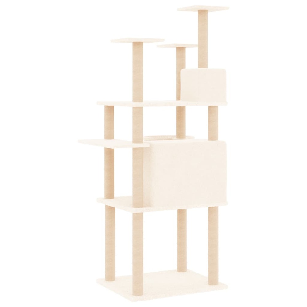 Arbre à chat avec griffoirs en sisal crème 166 cm