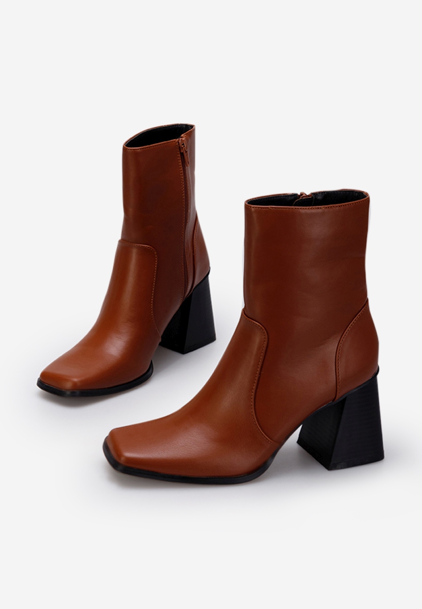 Bottines à gros talon chameau Augustina