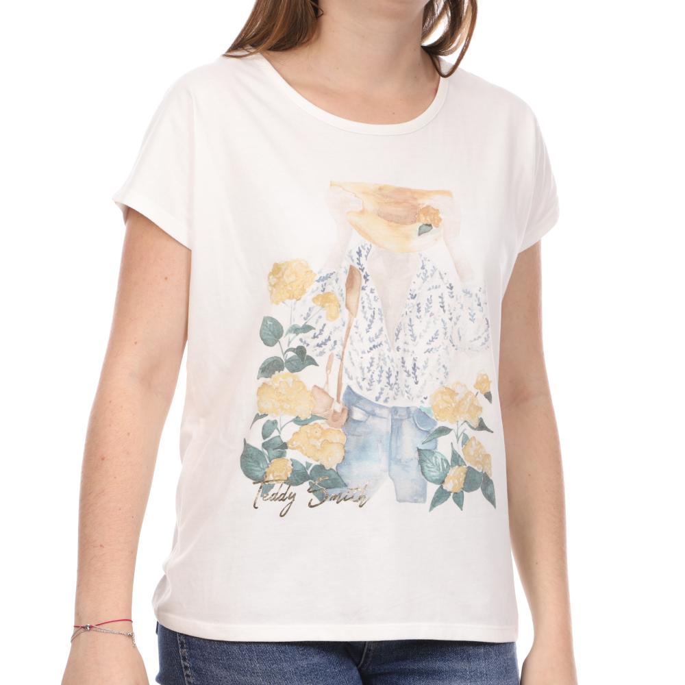 Teddy Smith T-shirt Blanc Femme Teddy Smith Rose