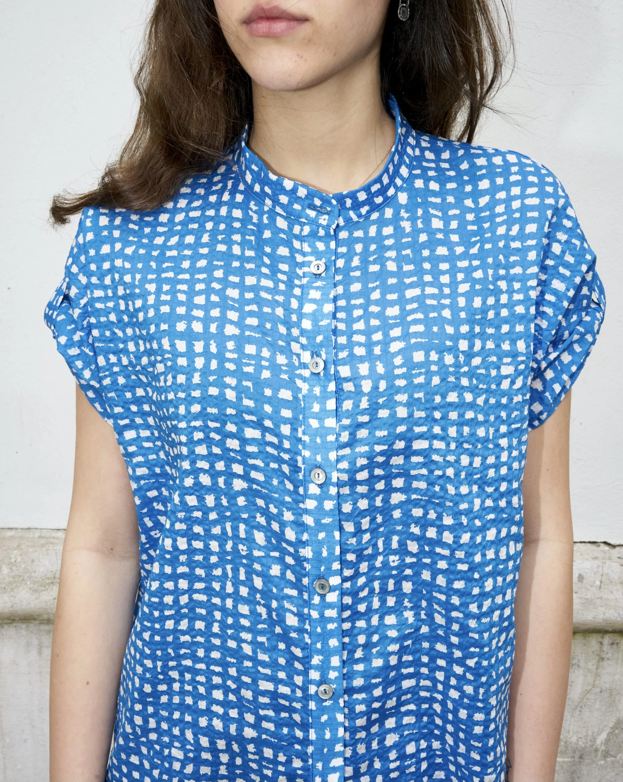 Rori - Chemise à manches courtes en seersucker Erotokritos