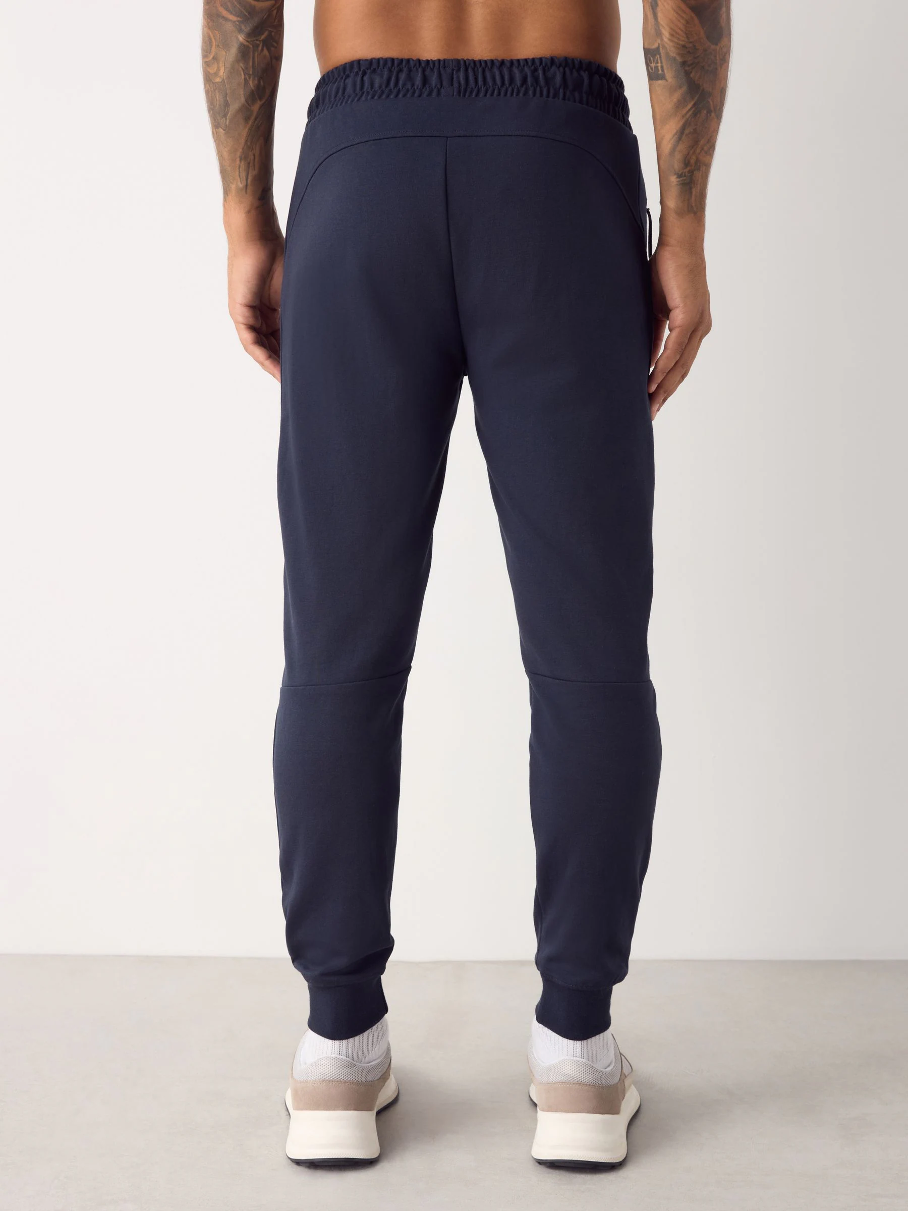 Donkerblauw - Sport- en vrijetijdsjoggingbroek met boorden