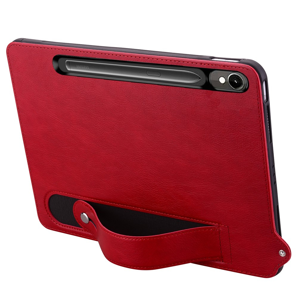 Samsung Galaxy Tab S10 FE / S9 / S9 FE / S8 / S7 Leder Hülle mit Handschlaufe - Rot