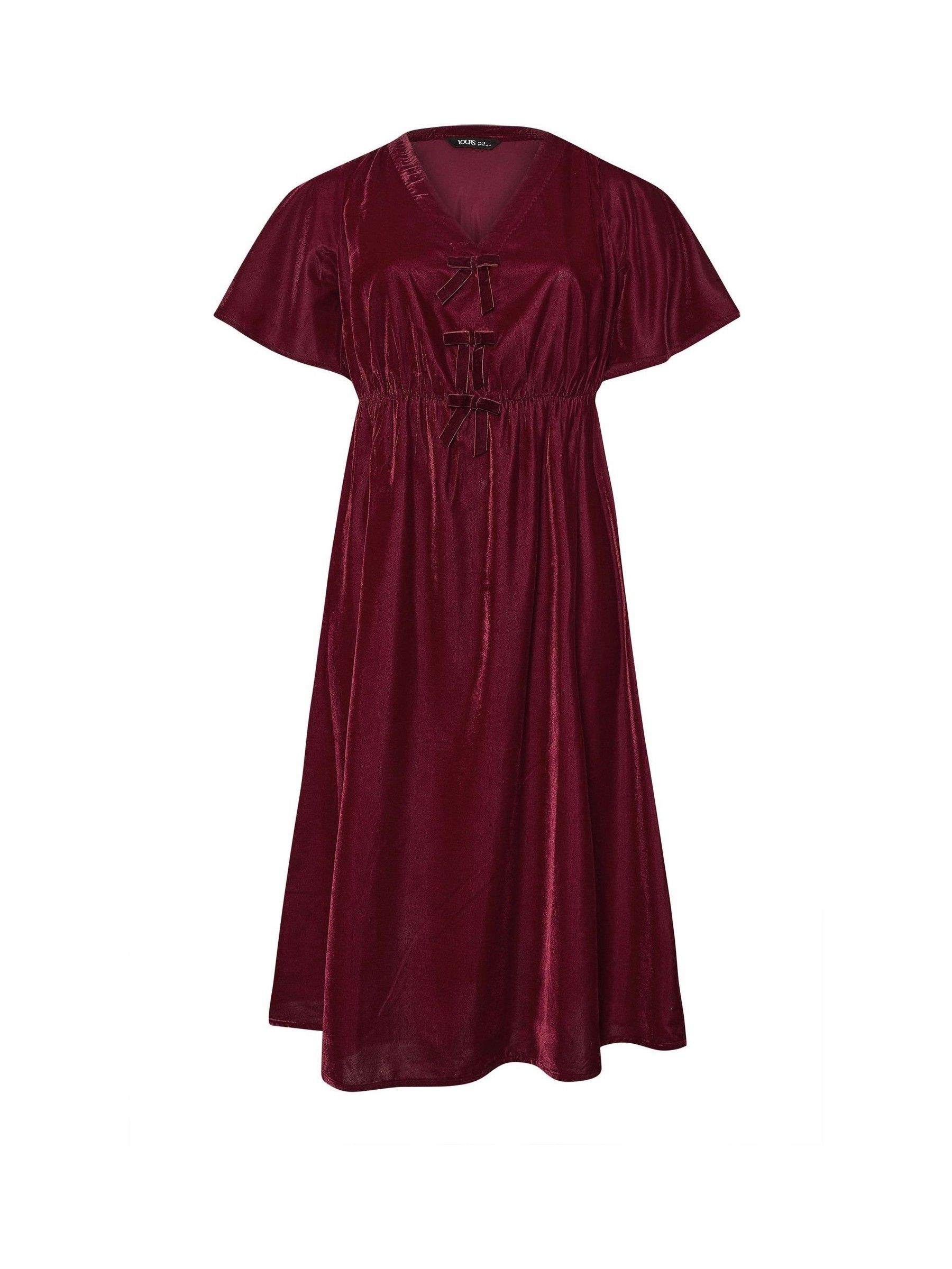 Rood - Yours Curve Party Velvet Maxi Bow Dress