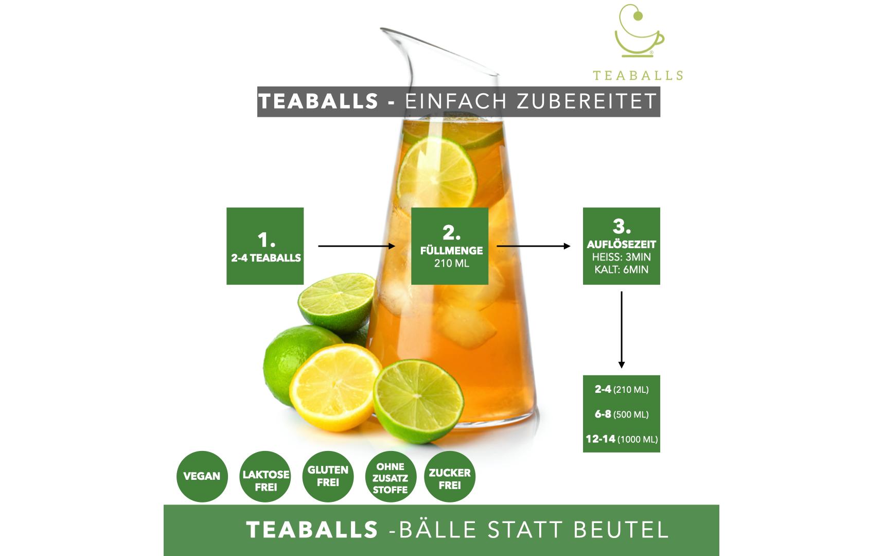 Teaballs Ingwer Naturtrüb 30-75 TassenPraktischer Instant Tee in Tablettenform