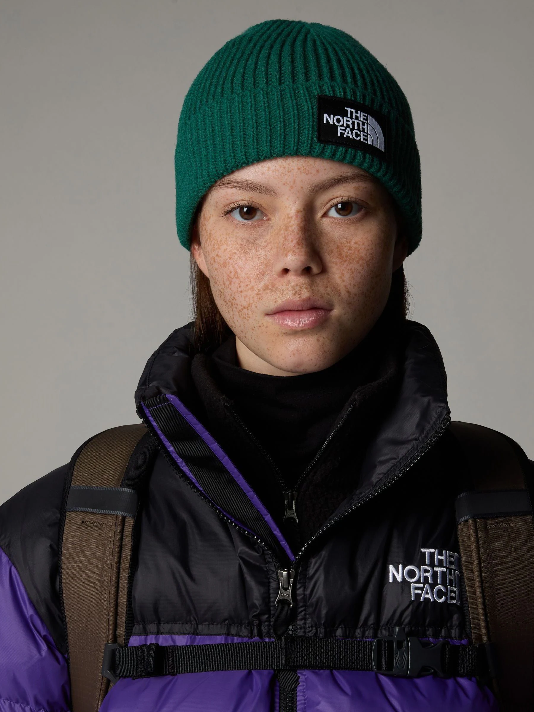 Groen - The North Face - Beanie-muts met boord en rechthoekig logo