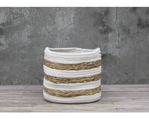 Lafiora mand van waterhyacint en katoen, 25 x 22 cm, wit, bruin