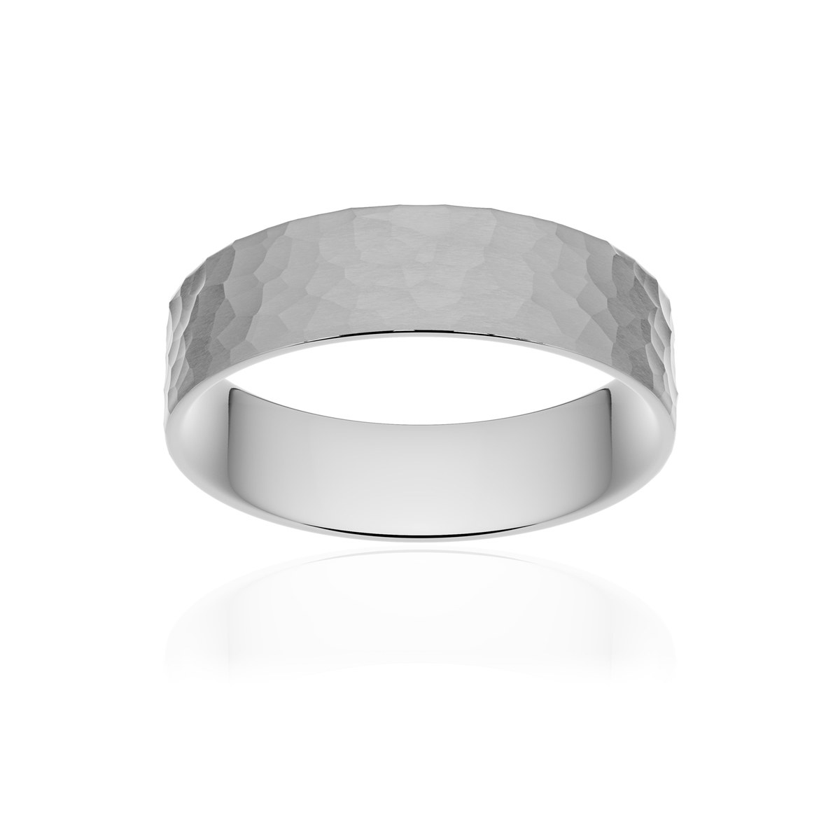Alliance platine 950 martelé ruban plat confort 5,5 mm