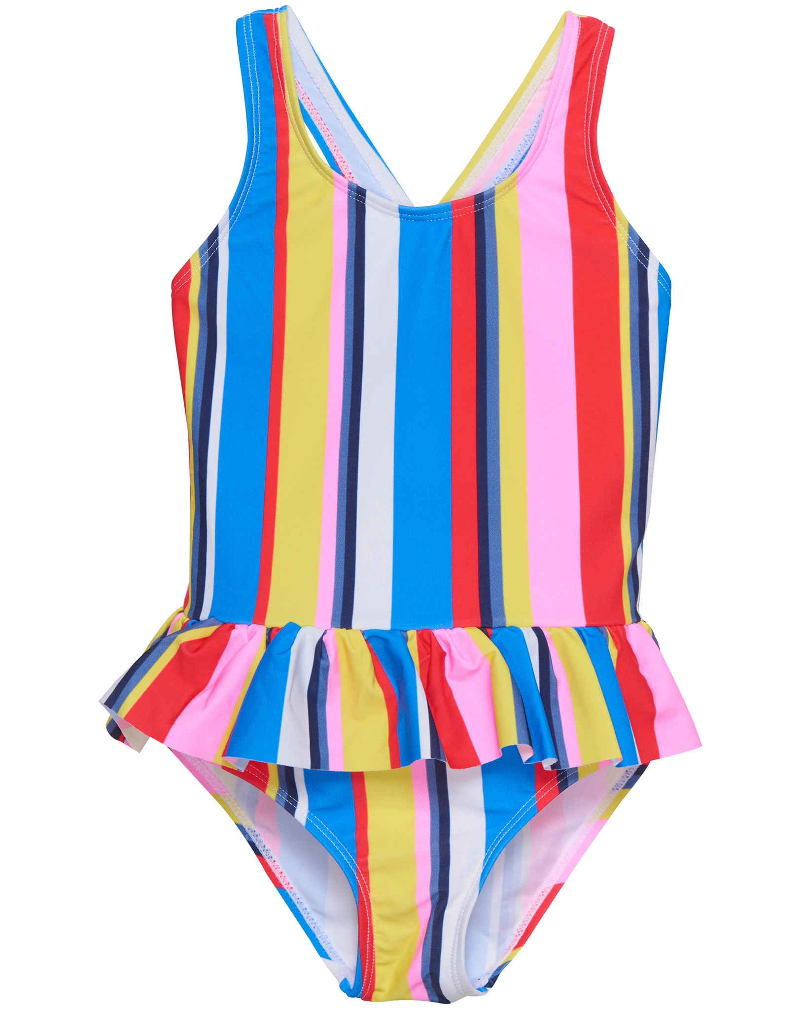 Badeanzug SUMMER STRIPES mit Röckchen in diva pink