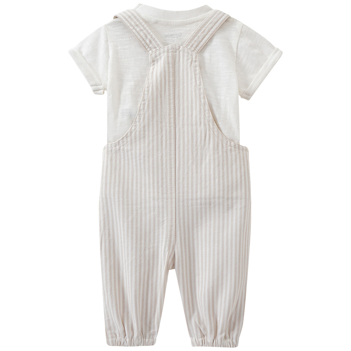 Topomini Newborn Latzhose und T-Shirt im Set beige / weiss