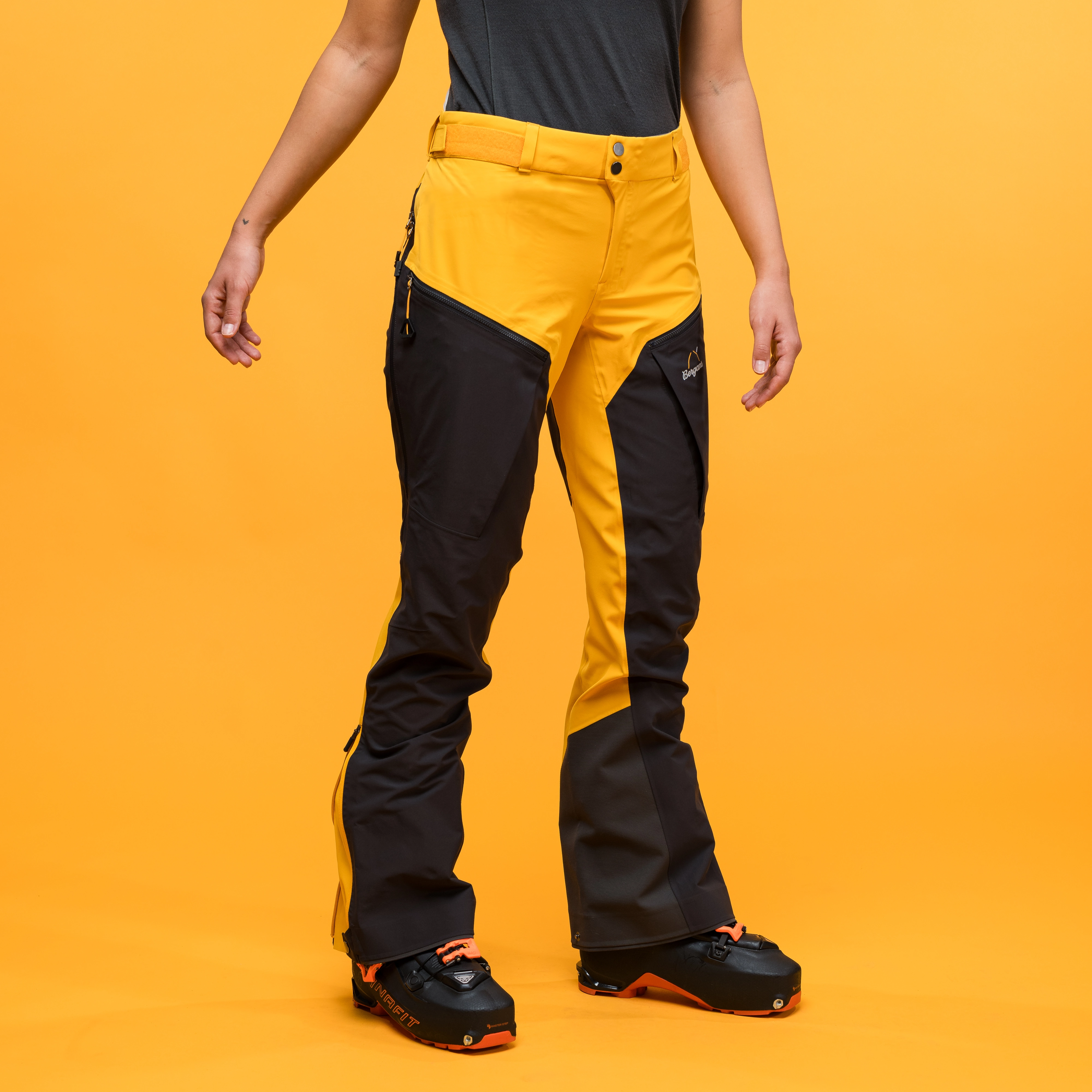 Y MountainLine Hybrid Softshell Pants Women Mango Yellow / Dark Shadow Grey
