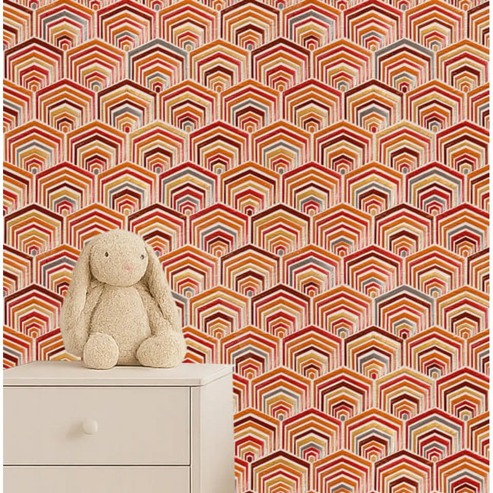 Dutch Wallcoverings - Wallstitch fan design red - 0,53x10,05m