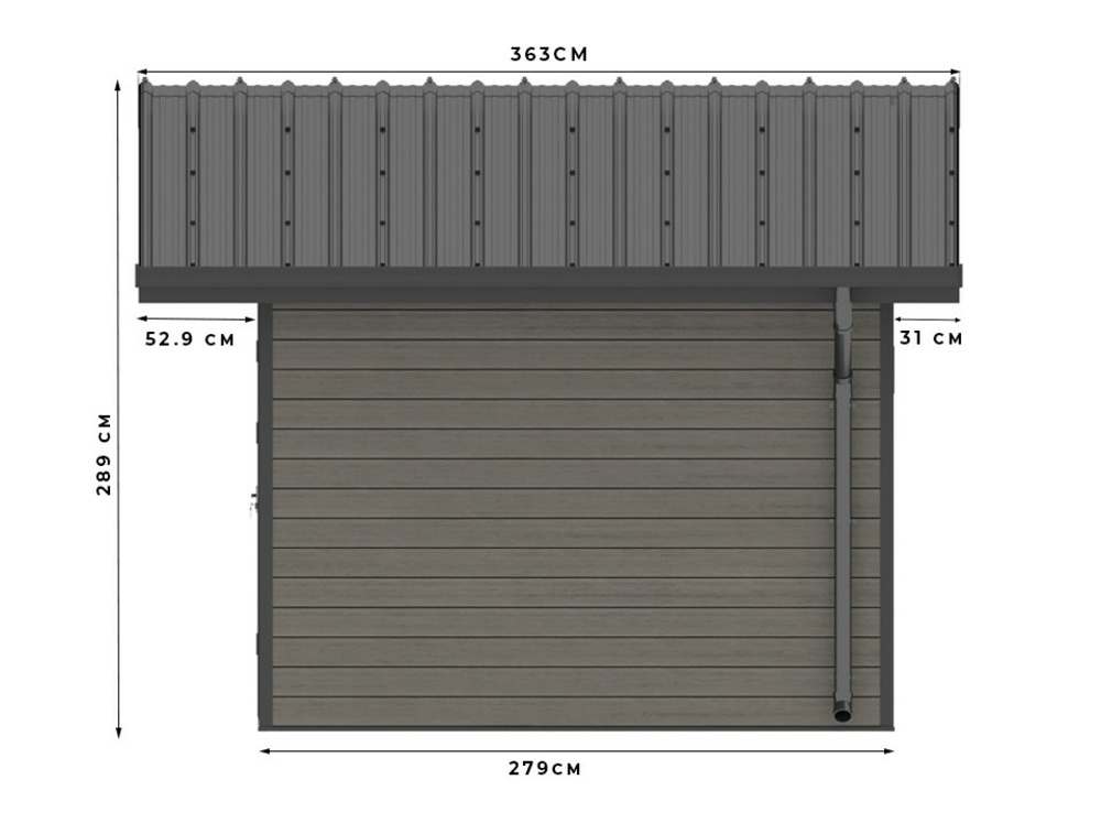 Abri de jardin bois composite braga - 12m2 gris - epaisseur des murs : 28 mm - aluminium - anti uv et intemperies