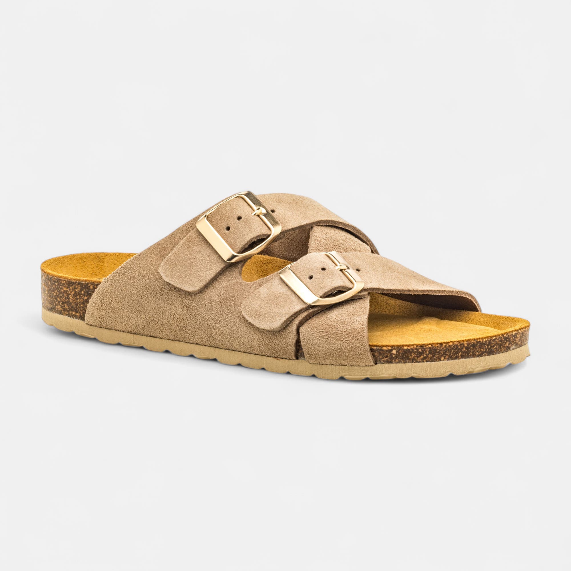 Mules semelle liège Femme en cuir beige