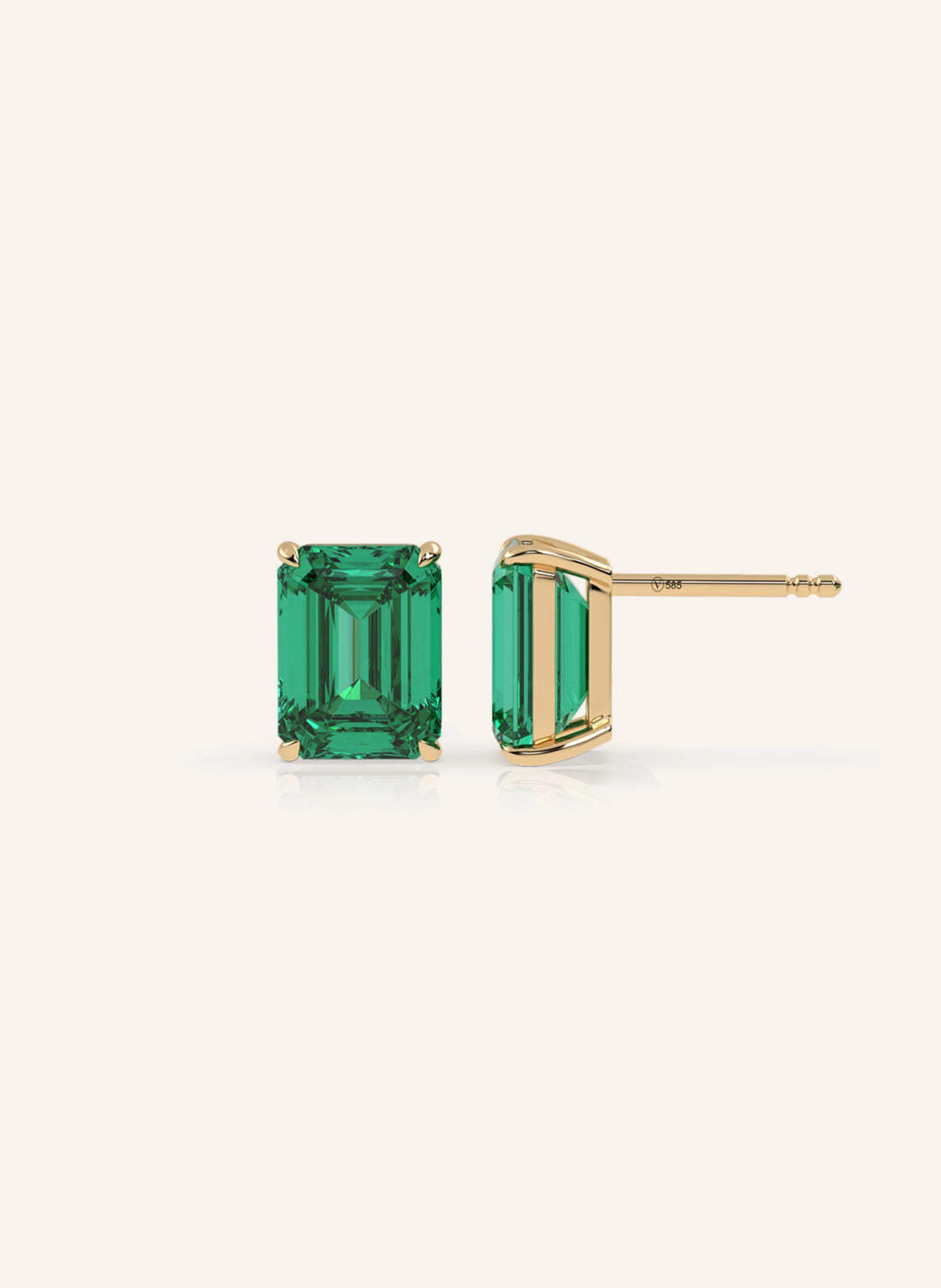 VEYNOU Ohrstecker EDEN ESSENCE aus 14 Karat Gelbgold und 4,0ct. lab-grown Smaragd