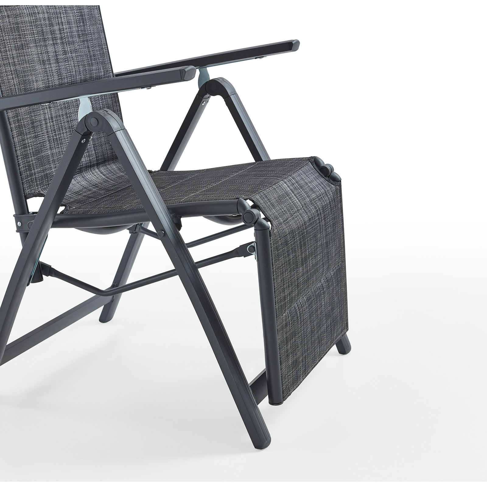 Gartensessel - dunkelgrau - Aluminium - mit Beinablage