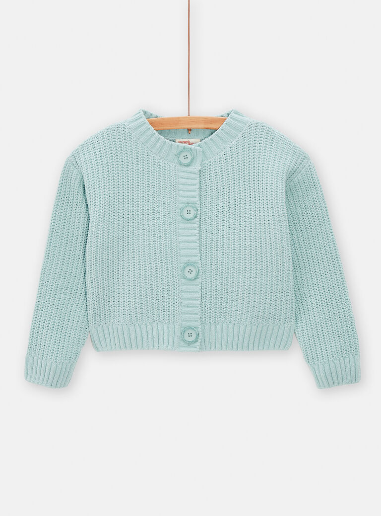 Cardigan en maille turquoise pale pour fille