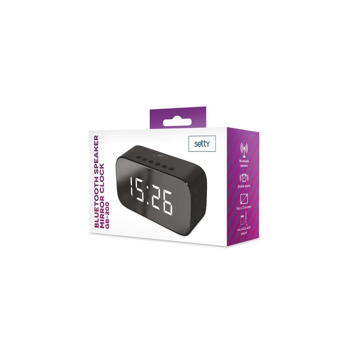 Setty GB-200 vekkerklokke med Bluetooth 5.0, svart