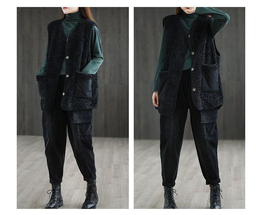 ZIMO - V-hals fleece vest met knoopjes