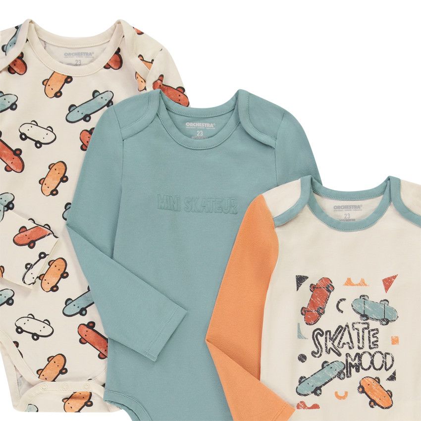 Lot de 5 bodies en jersey pour bébé garçon - Ecru