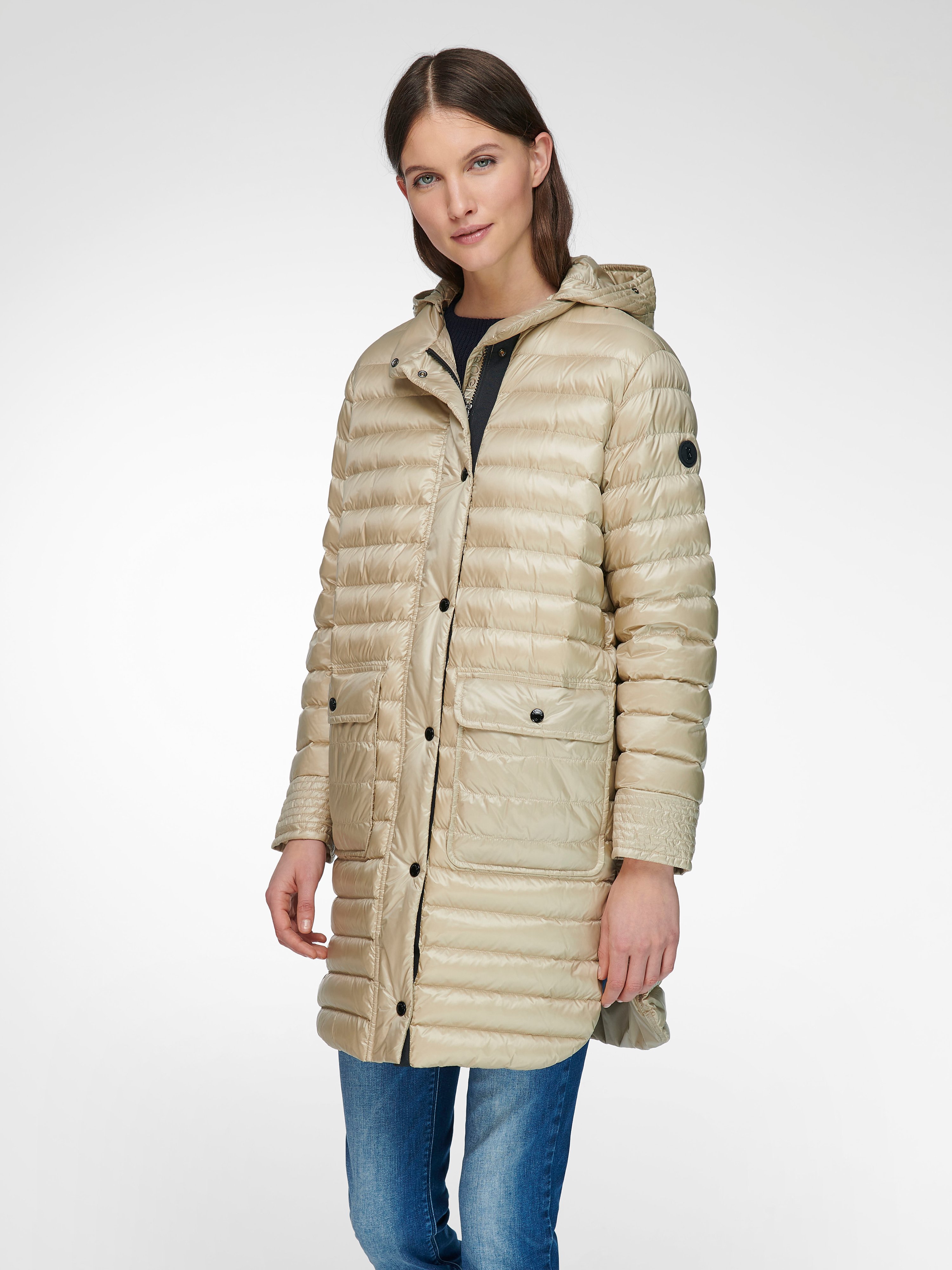 Long-Daunen-Steppjacke