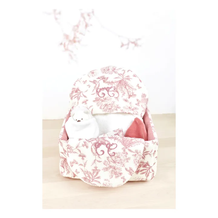 Tartine et Chocolat Panière Toile de Jouy | Rose pêche