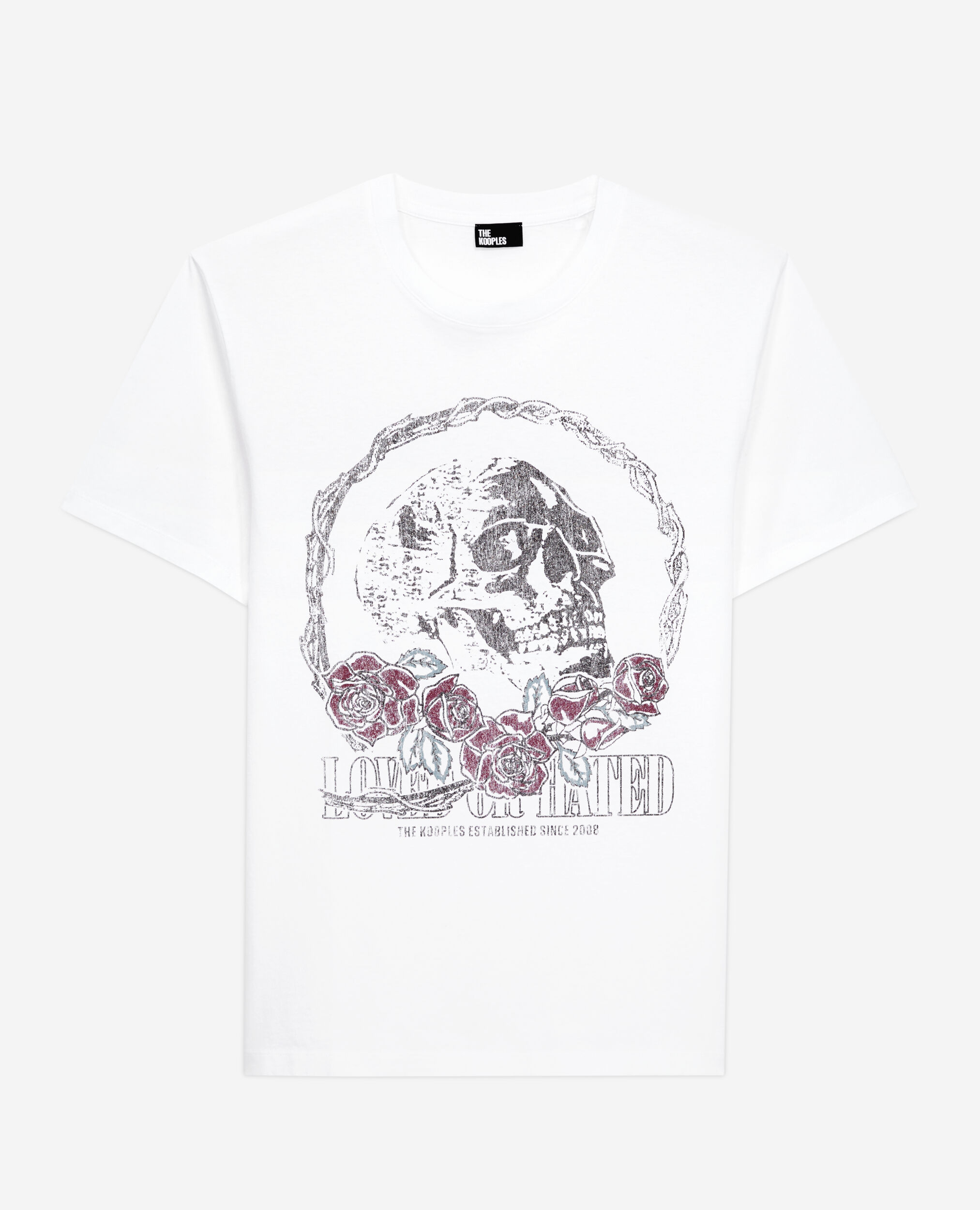 T-shirt blanc avec sérigraphie Vintage skull