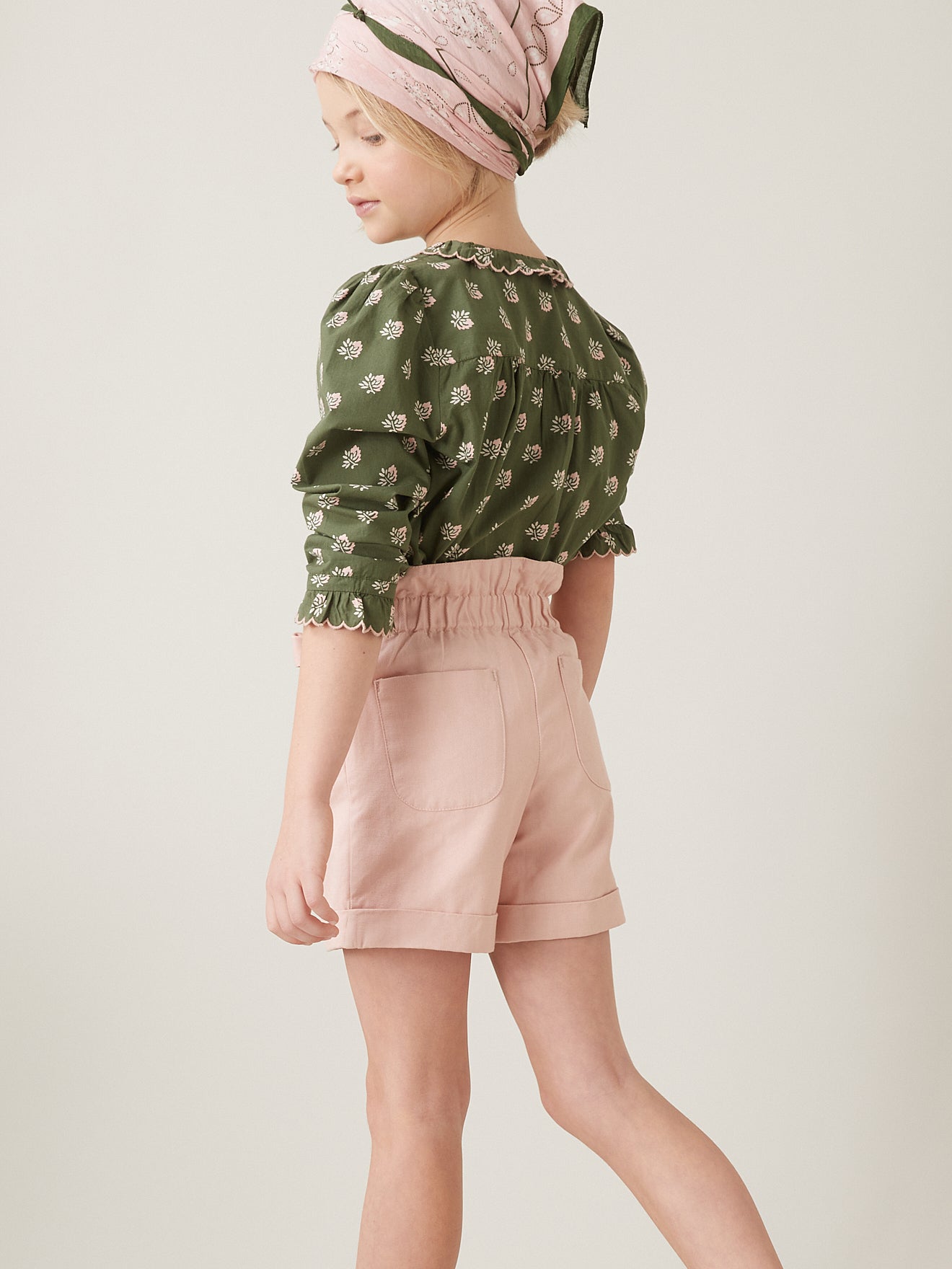 Short Fille en lin et coton