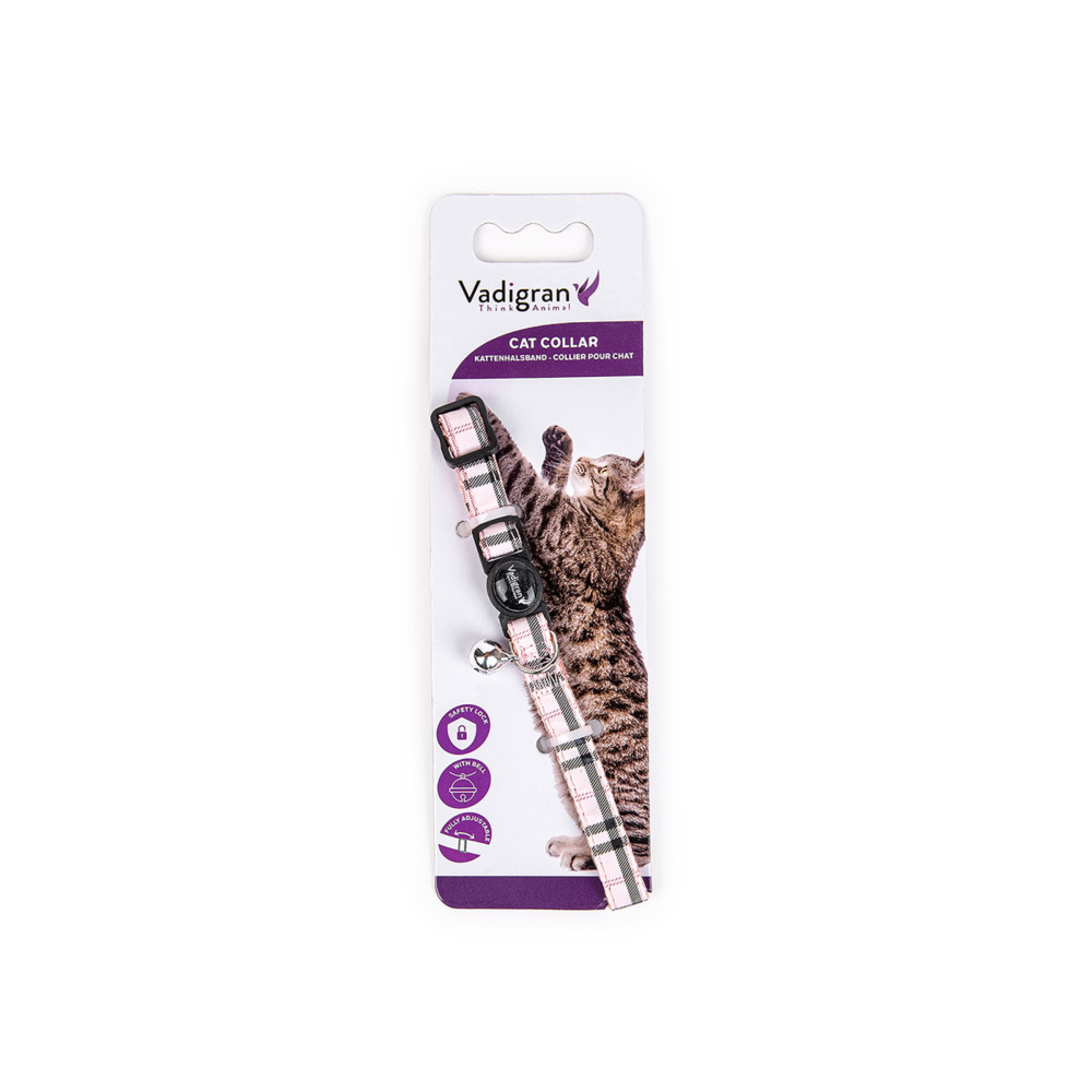 Collier chat ecossais rose 20-30cm x 10mm