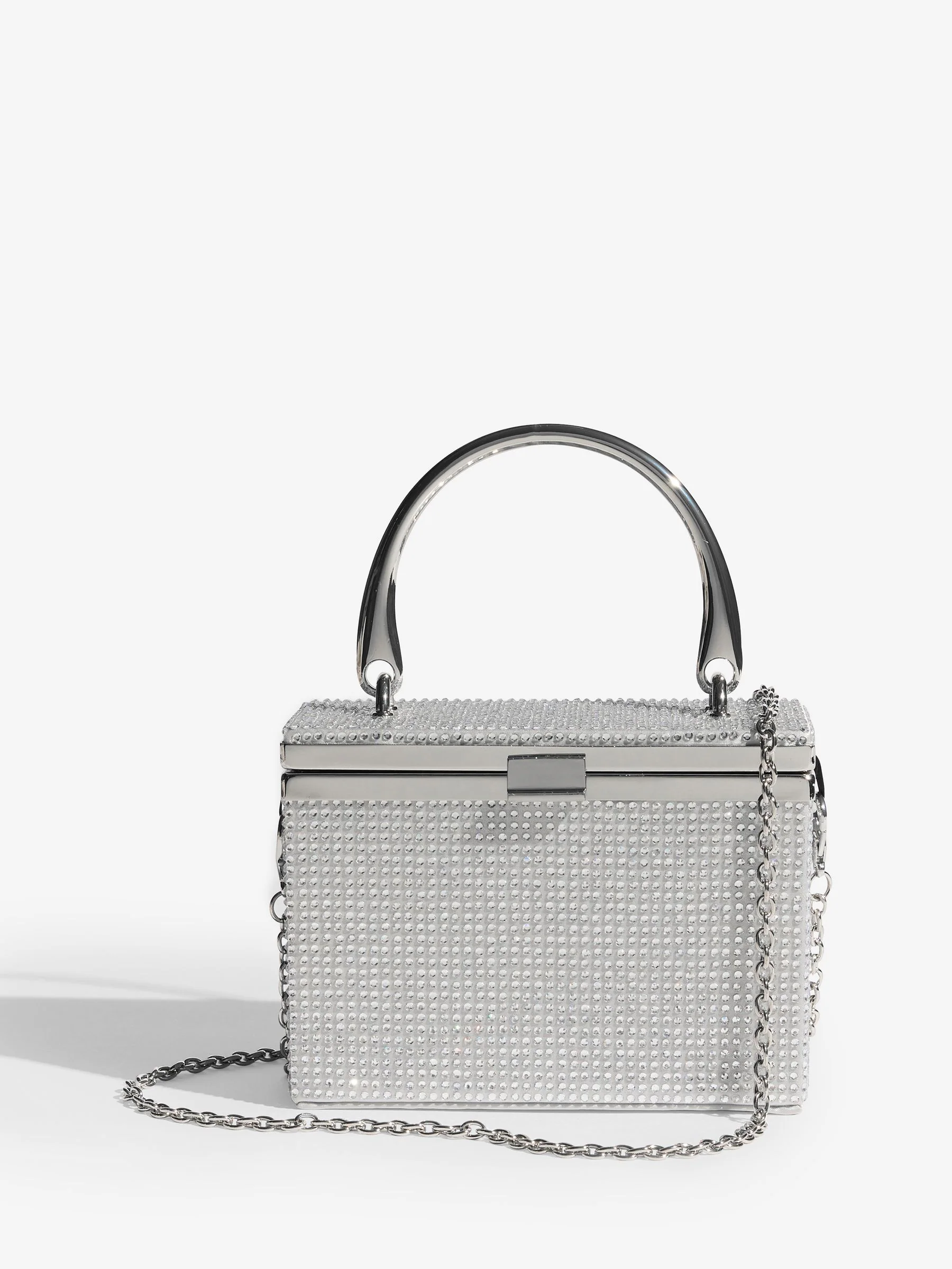Zilver met stras - Lipsy Top Handle Box Bag