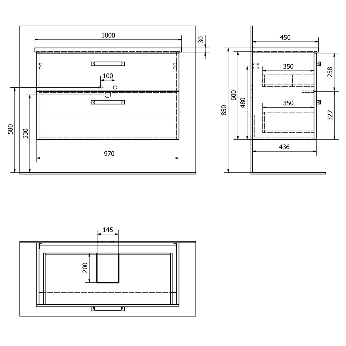 Aqualine Vega onderkast 97x43.6x60cm eiken