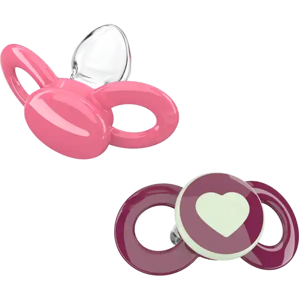 Day & Night Beruhigungssauger 6-14 Monate Pink / Bordeaux Herz