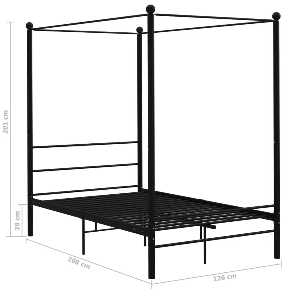 vidaXL - Hemelbedframe met latten - Zwart - Metaal - 120x200 cm