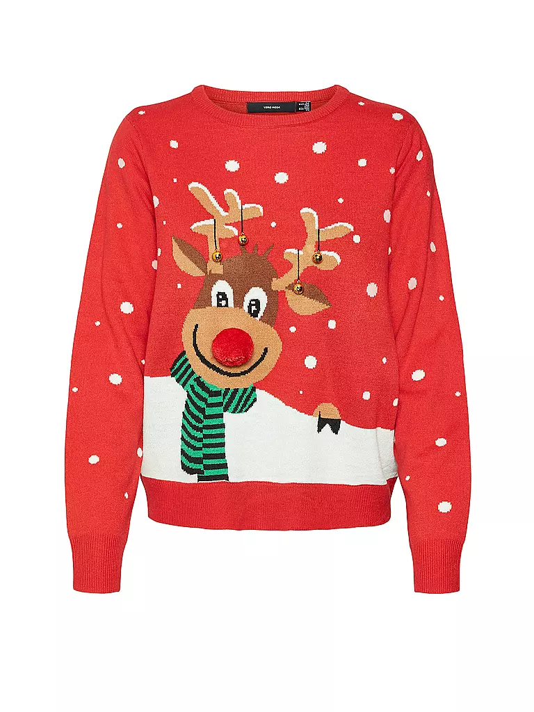 VERO MODA Pullover  VMSNOWY DEER rot