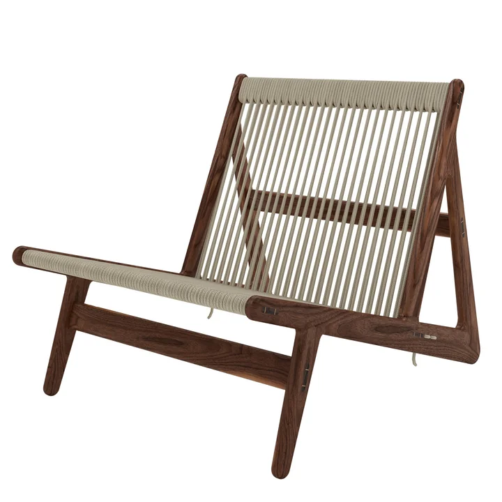 Gubi - MR01 Lounge Stuhl, Walnuss / Naturgeflecht