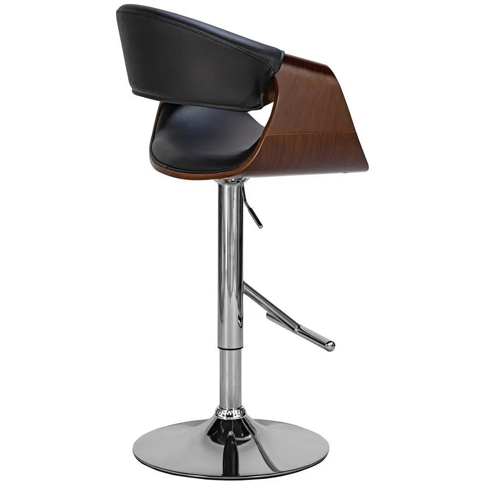 CLP Barkruk Foley chroom Frame - Kunstleer - walnoot/zwart