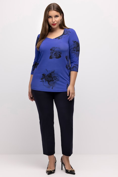 Slinkyshirt, Blüten, Herzausschnitt, 3/4-Arm