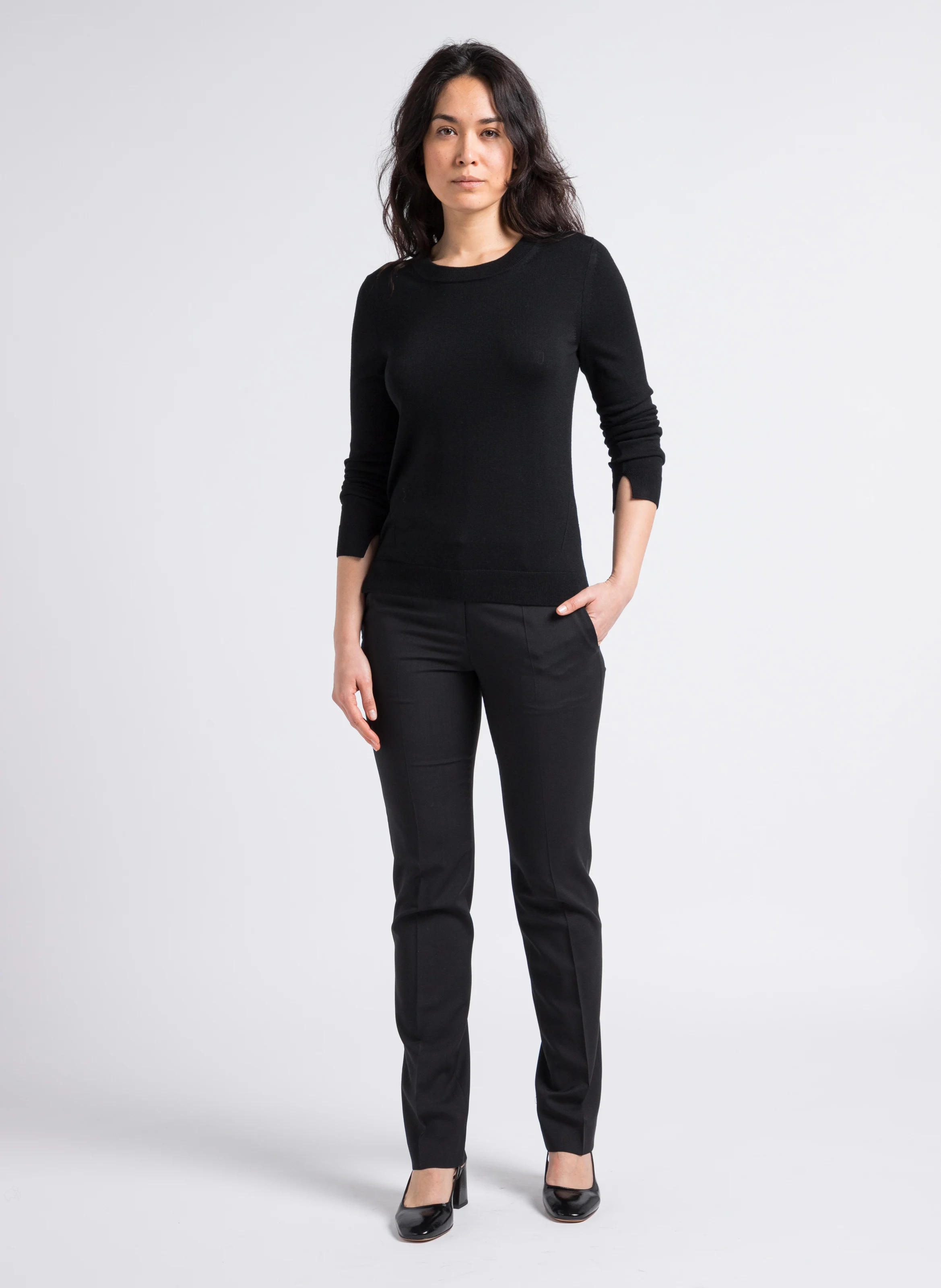 Pantalon droit en coton | Noir