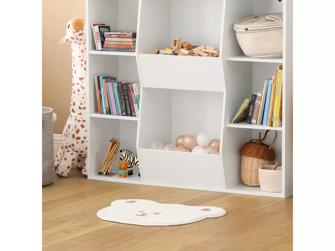 Bibliothèque pour Enfant Rangement pour Livres et Jouets avec 8 Compartiments, KMB55-W