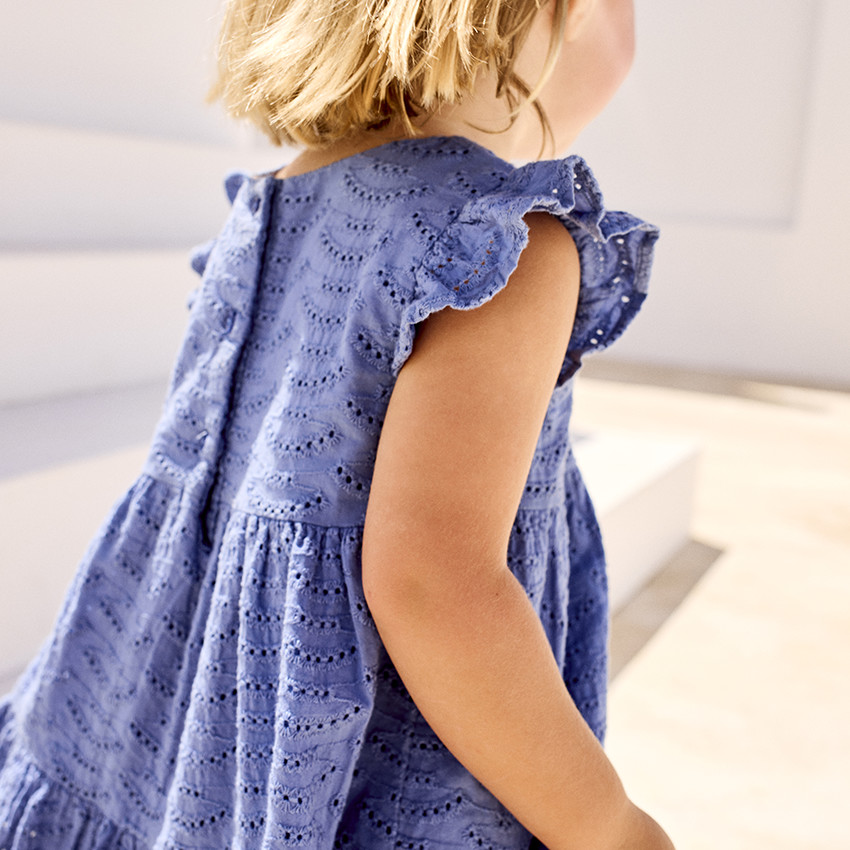Ensemble 2 pièces uni en broderie anglaise pour bébé fille