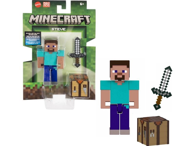 Mattel Minecraft Actionfigur mit pixeligem Design Minecraft Kinderspielzeugfigur