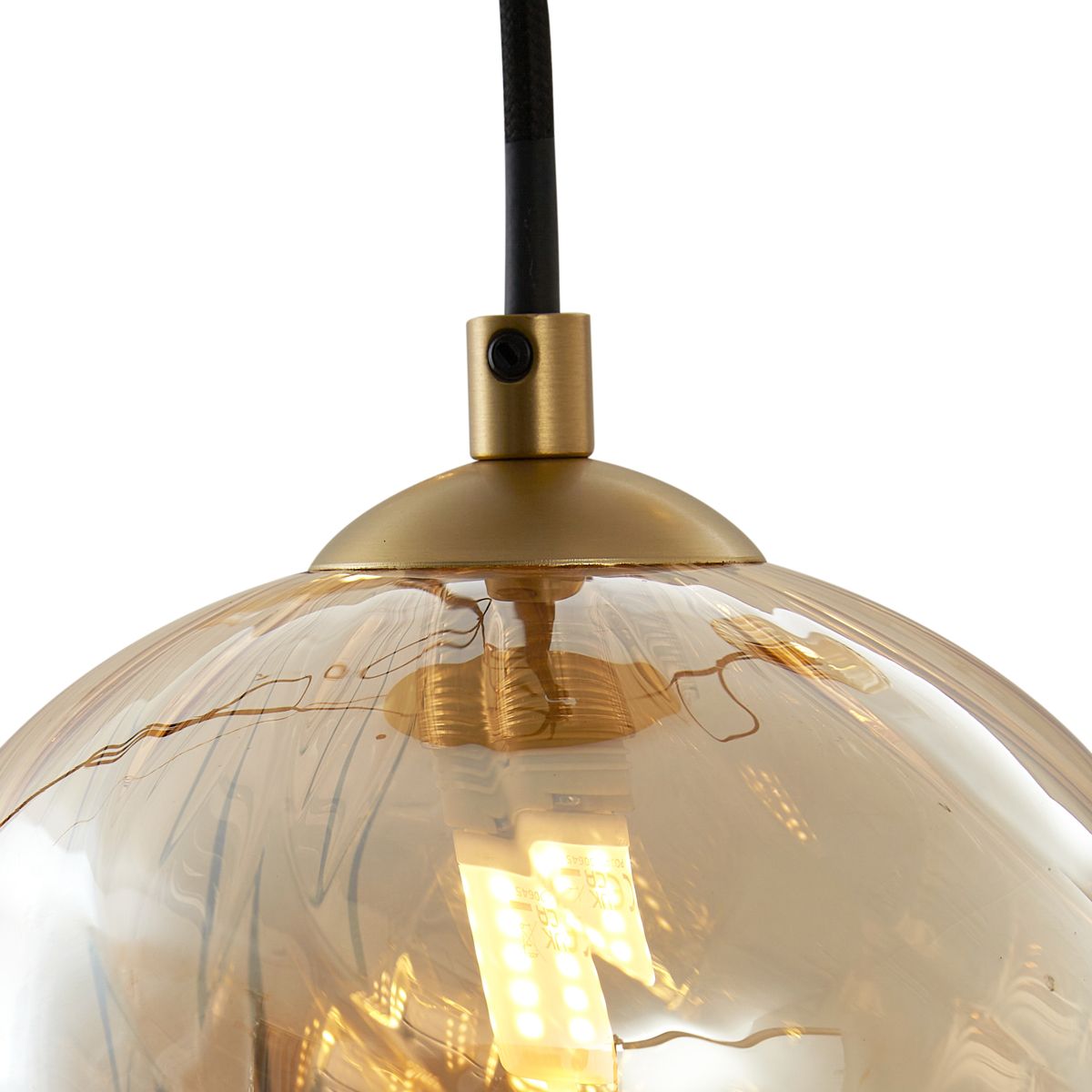Art Deco hanglamp goud met amber glas 9-lichts - Jia