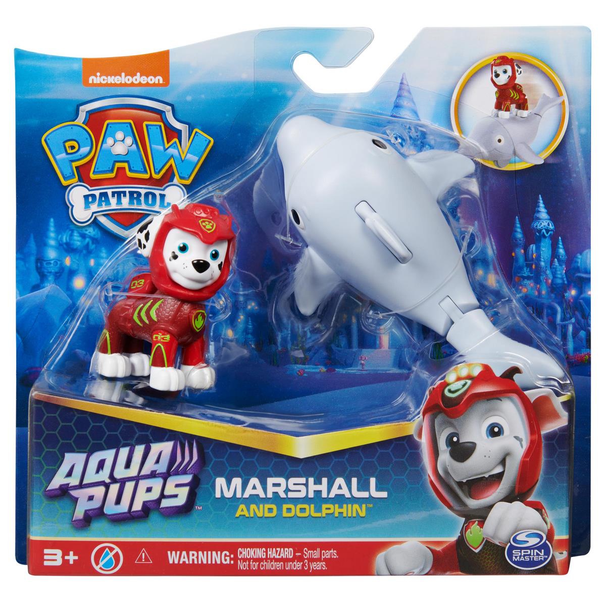 Pack de 2 figurines chiot et créature sous-marines - Aqua Pup La Pat Patrouille