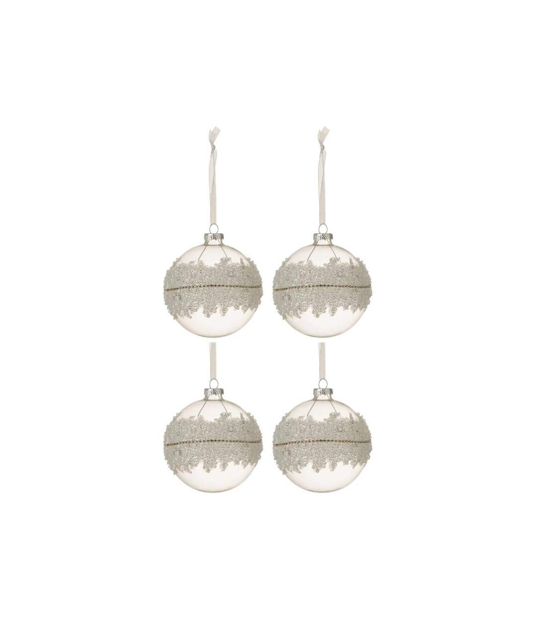 Paris Prix - Lot De 4 Boules De Noël glace 10cm Transparent
