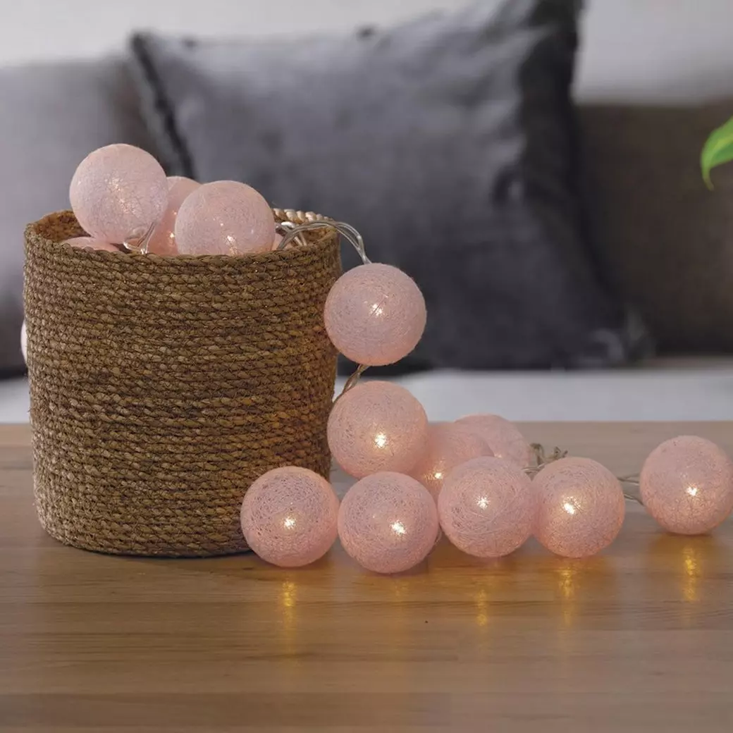 Guirlande lumineuse déco 20 boules 4,36 m Bobina Rose