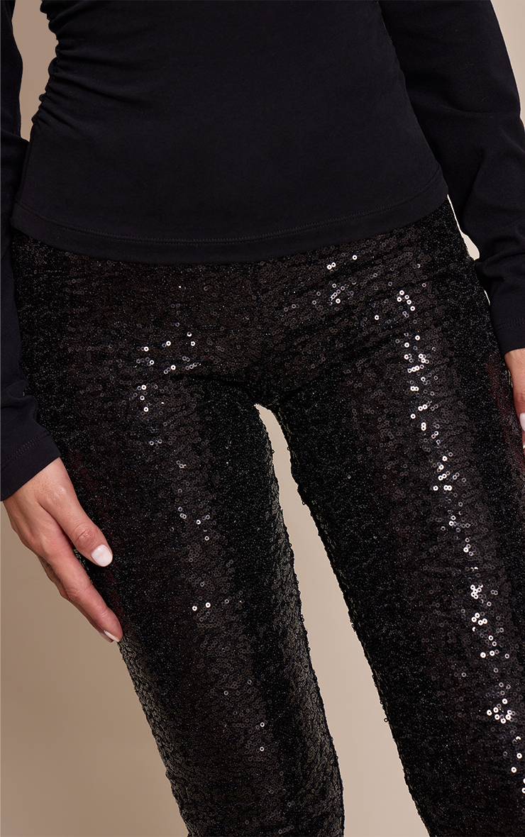 Noir Legging Taille Haute À Paillettes