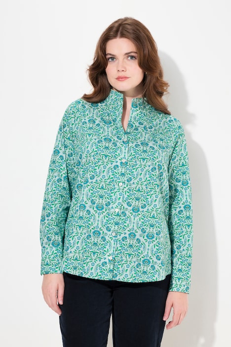 Bluse, Landhausdruck, Kelchkragen, Langarm