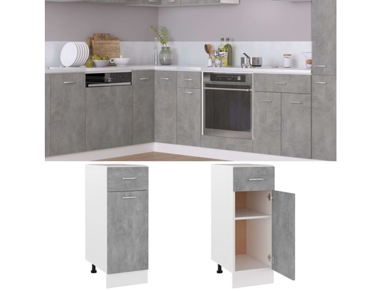 VIDAXL - Meuble bas Armoire de cuisine gris béton 30x46x81,5 cm aggloméré